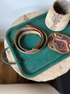 Whipstitched leather tray